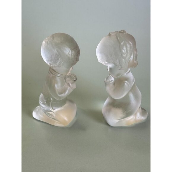 Vintage Fenton Praying Girl and Boy Crystal Glass Figurines 4" - Picture 6 of 11
